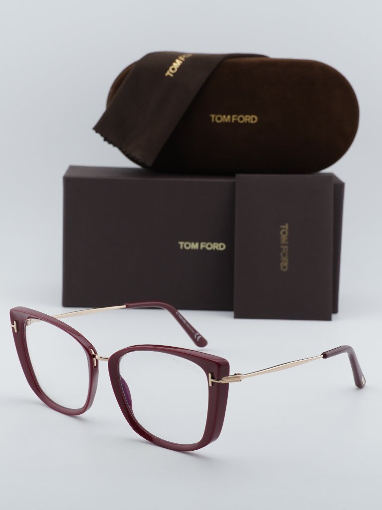 Tom Ford Ft5816-B 074 Cat Eye Eyeglasses - Fuchsia/Gold 53mm, Blue Light Block